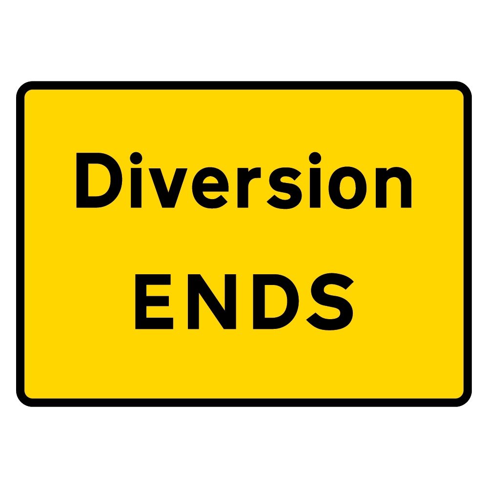1050 x 750mm Diversion (ENDS) - Black Plastic Sign