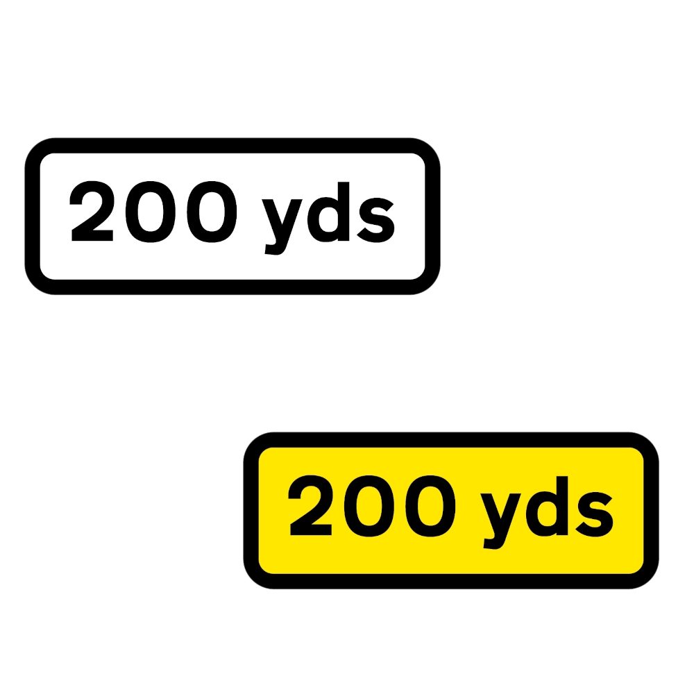 200 YDS Supplementary Plate to suit 750mm - Black Plastic Sign