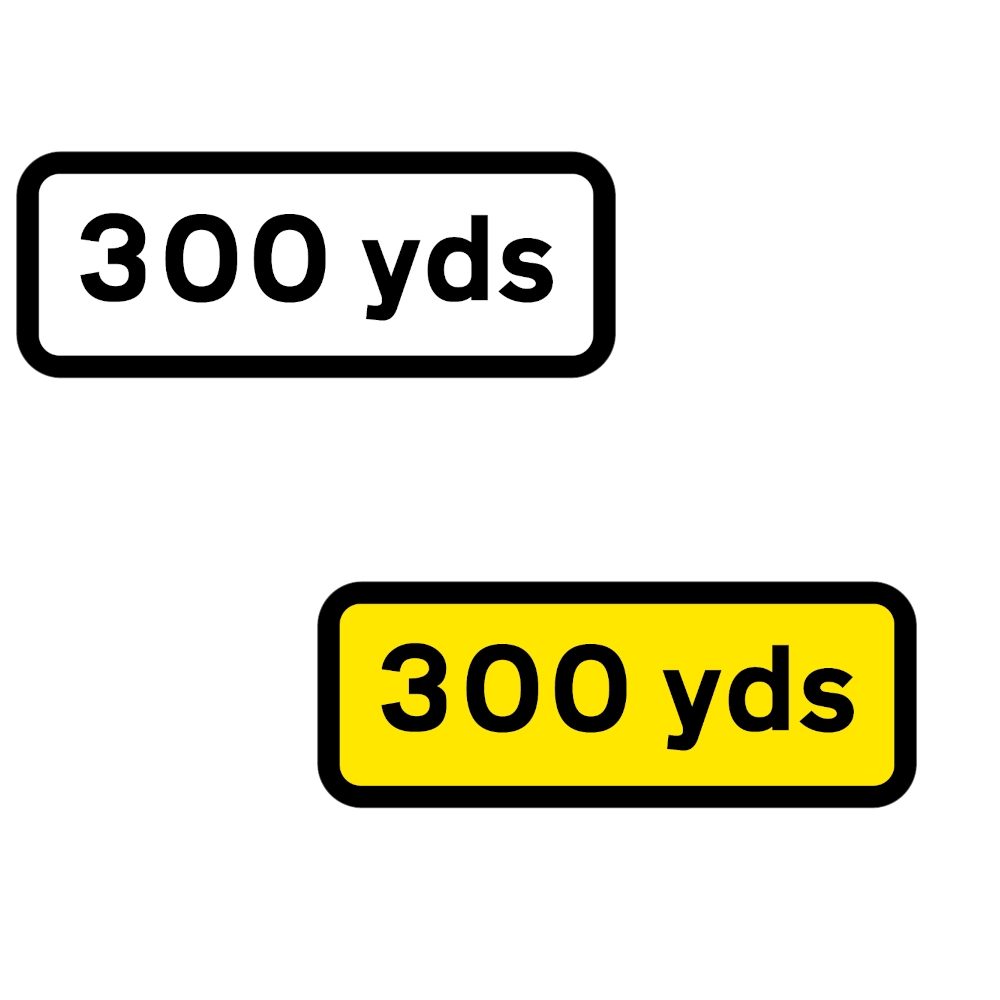 300 YDS Supplementary Plate to suit 750mm (Black on Yellow) - Black Plastic Sign