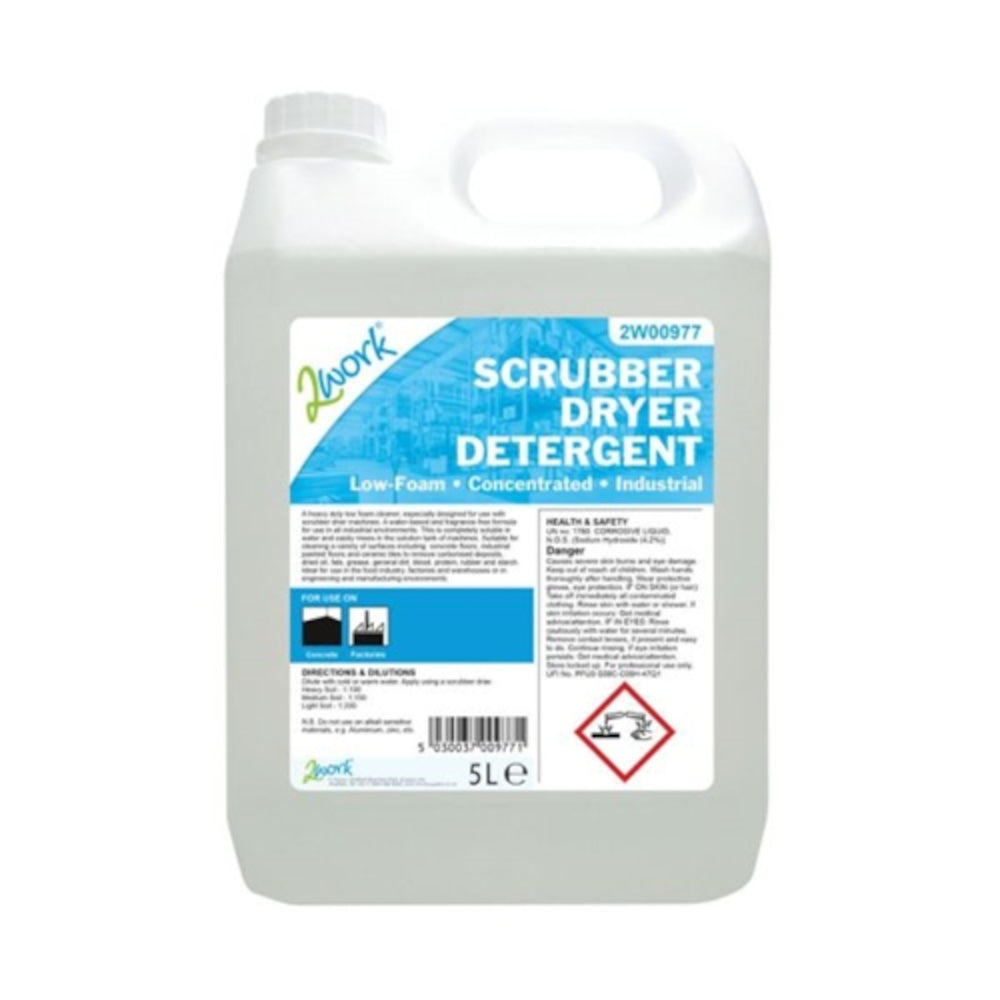 2Work Scrubber Dryer Detergent Low Foam Frangrance Free - 5 Litre