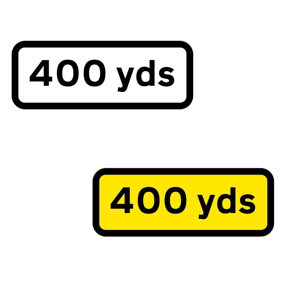 400 YDS Supplementary Plate to suit 750mm - Black Plastic Sign