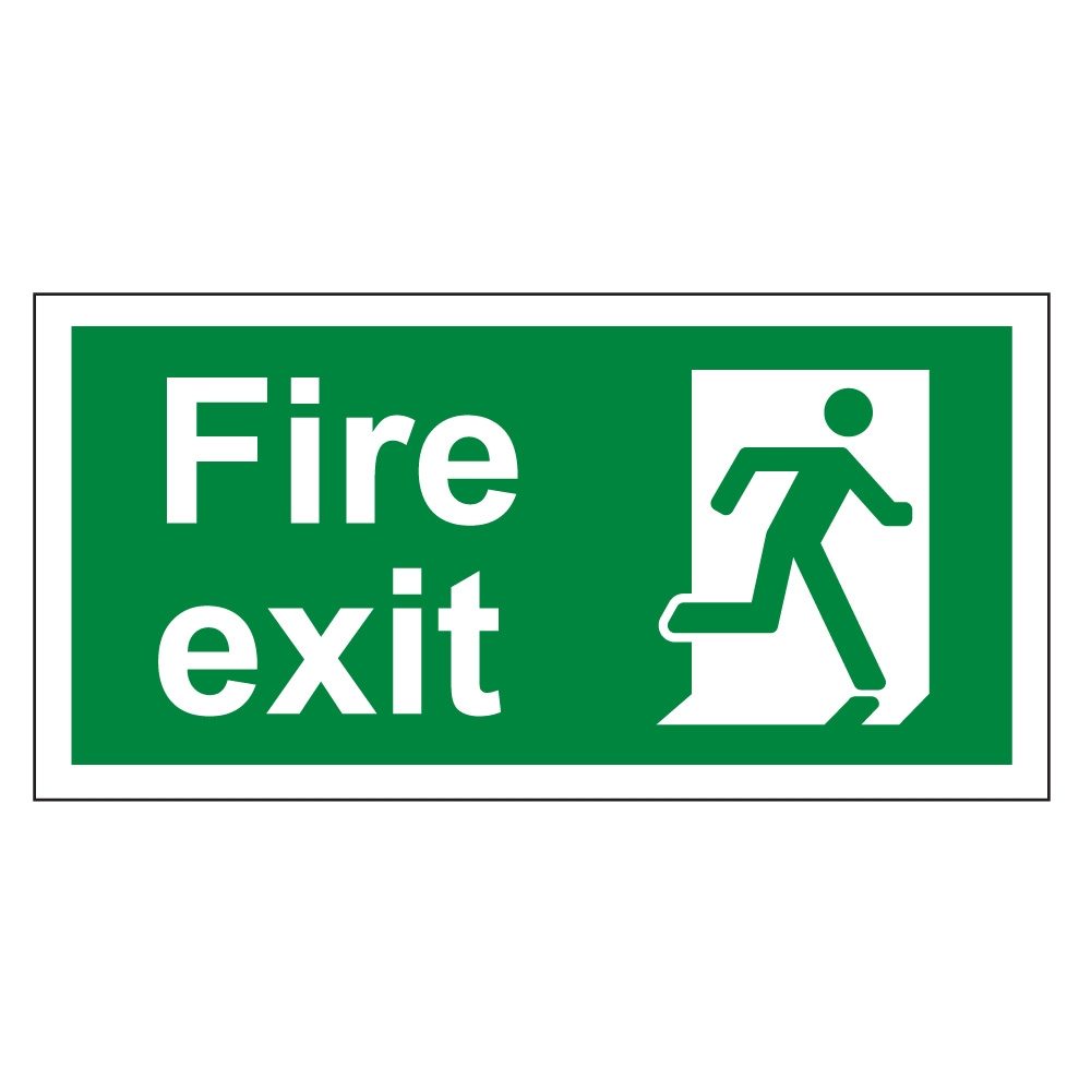 Fire Exit Sign - 300mm x 150mm - 1mm Rigid Plastic