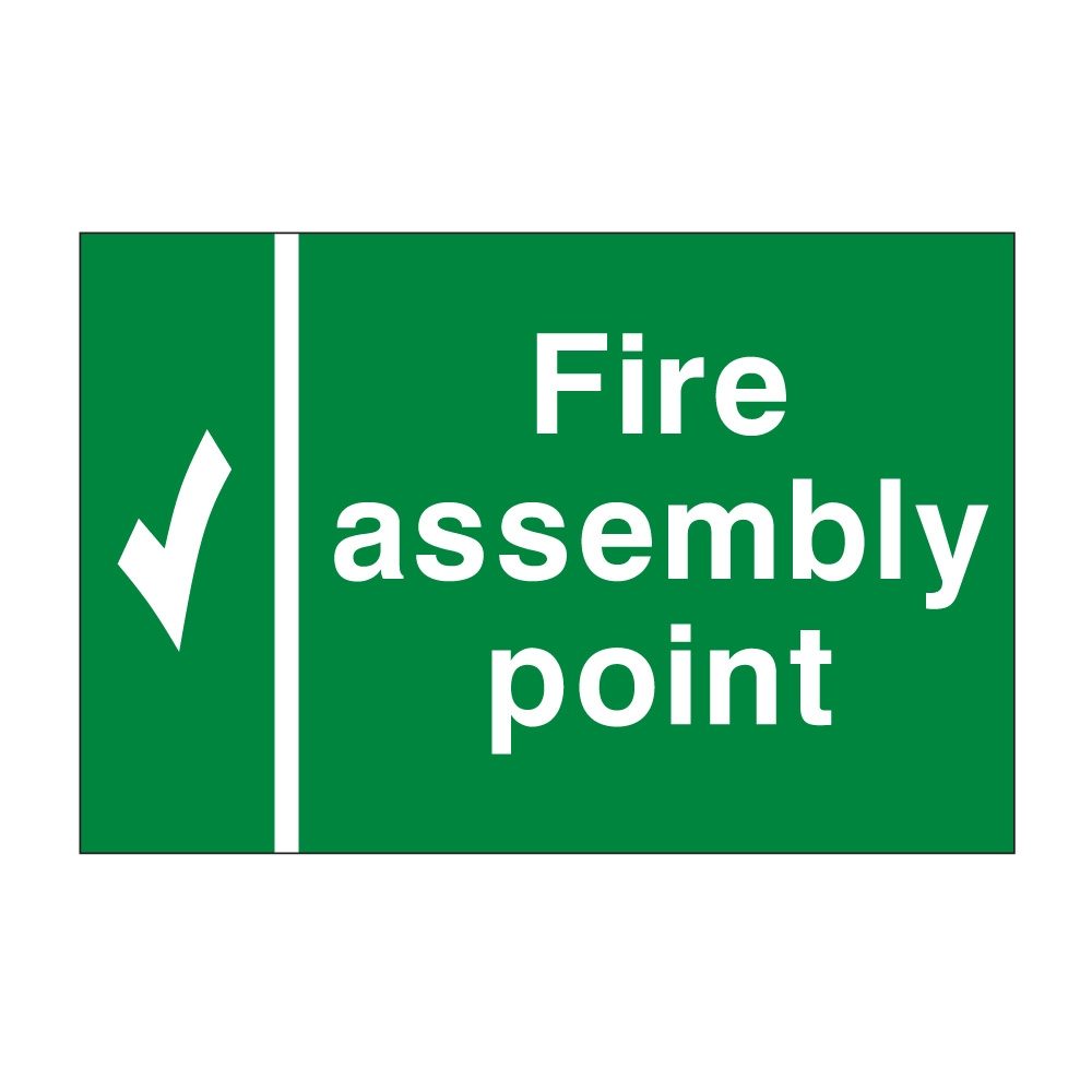 Fire Assembly Point Sign - 600mm x 450mm - 1mm Rigid Plastic