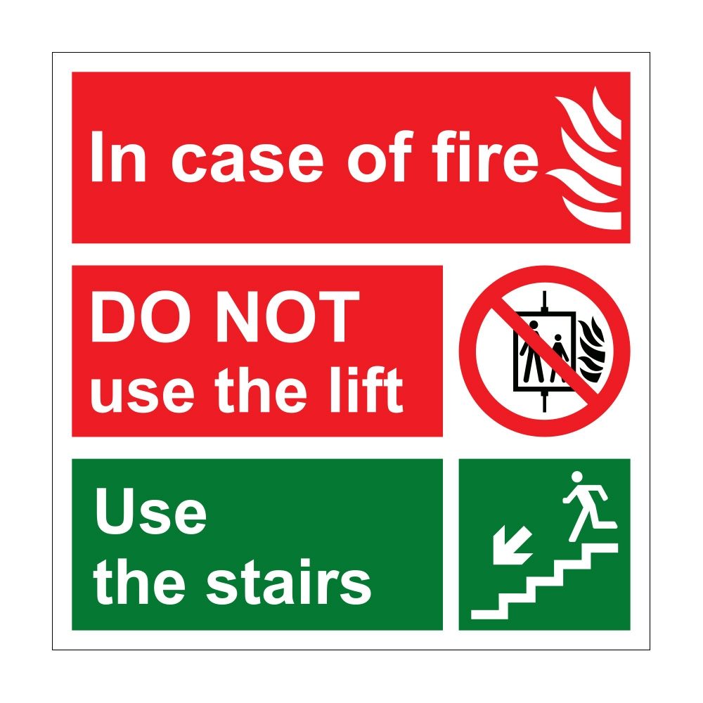 In Case of Fire Sign - 300mm x 300mm - 1mm PVC