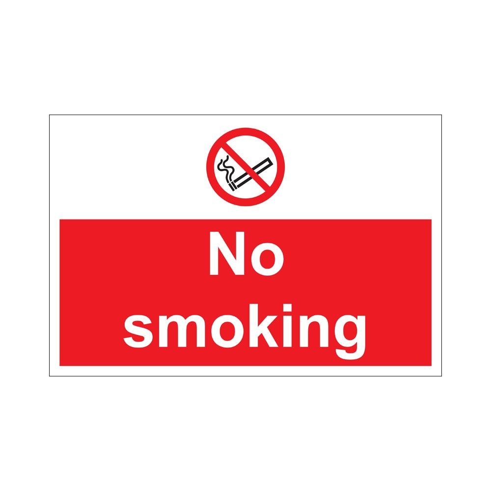 No Smoking Sign - 300mm x 200mm - 1mm Rigid Plastic
