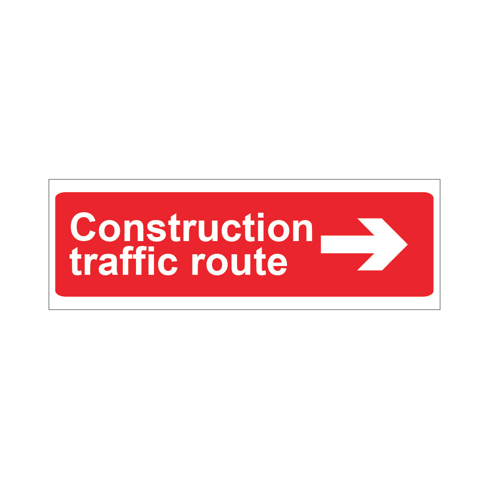 Construction Traffic Route Arrow Right Sign - 600mm x 200mm - 1mm Rigid Plastic