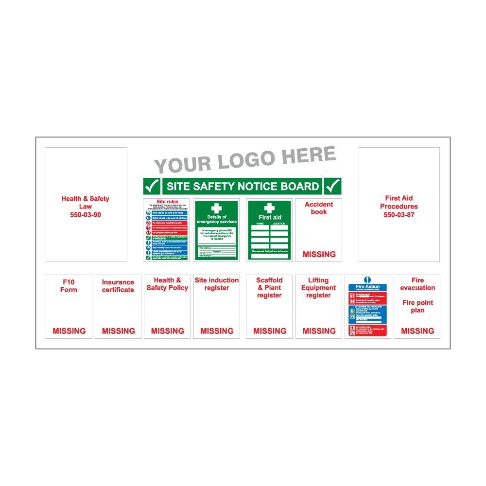 Site Safety Notice Board - 2100mm x 1100mm - 5mm Foamex