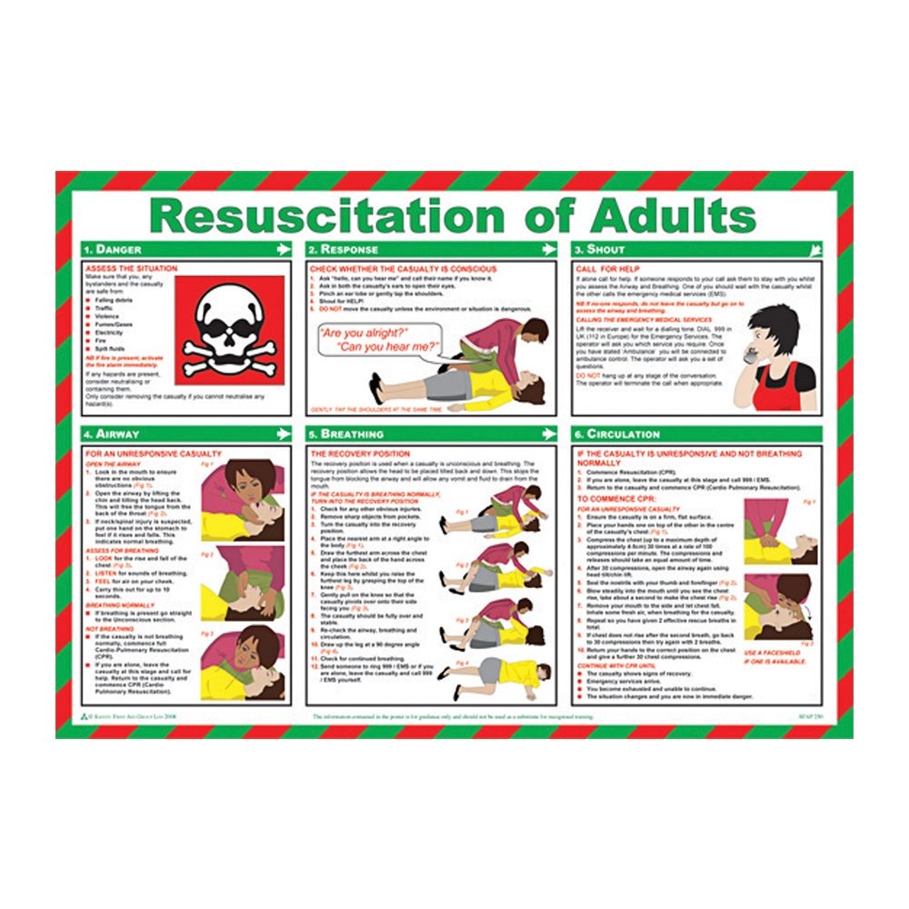 Resuscitation Of Adults Laminated Poster - 590mm x 420mm