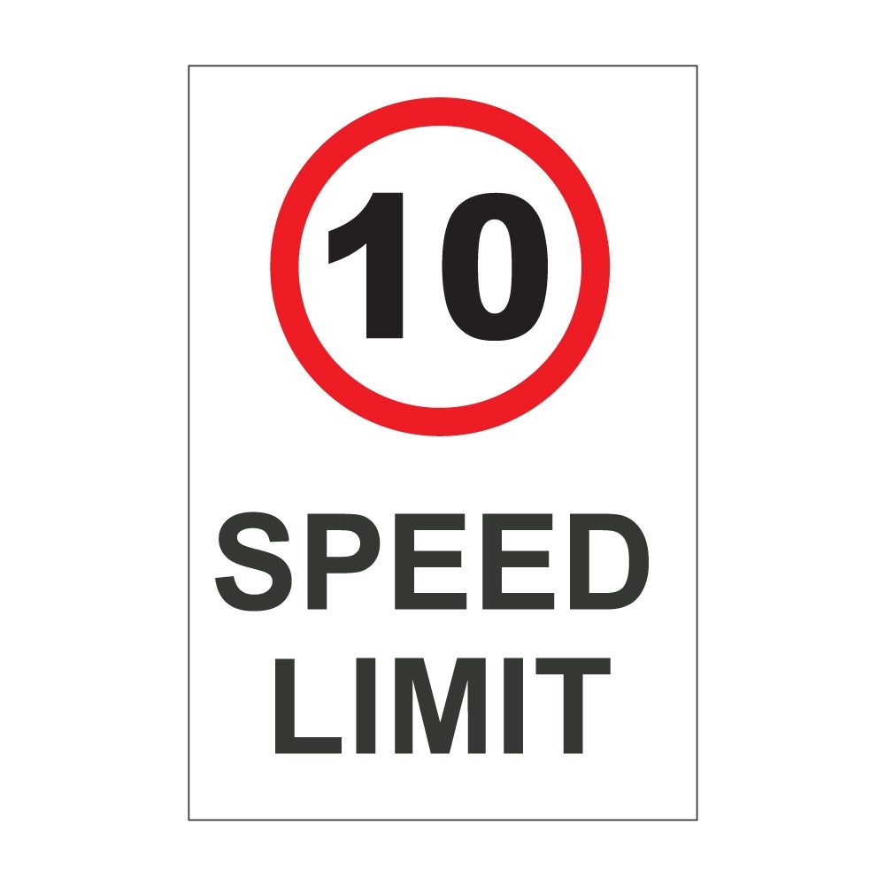 Speed Limit Sign 10mph - 600mm x 450mm - 1mm Rigid Plastic