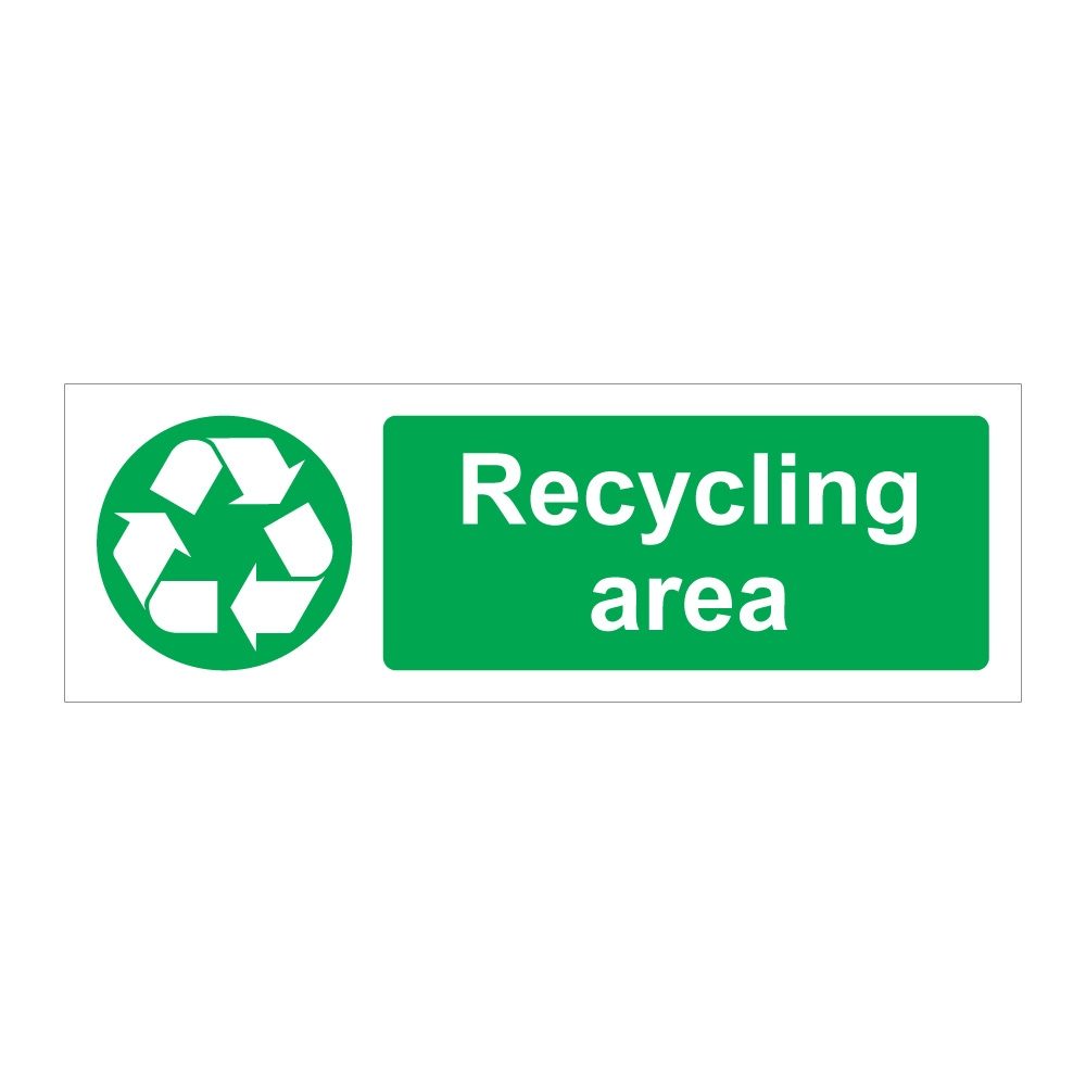 Recycling Area Sign - 600mm x 200mm - 1mm Rigid Plastic