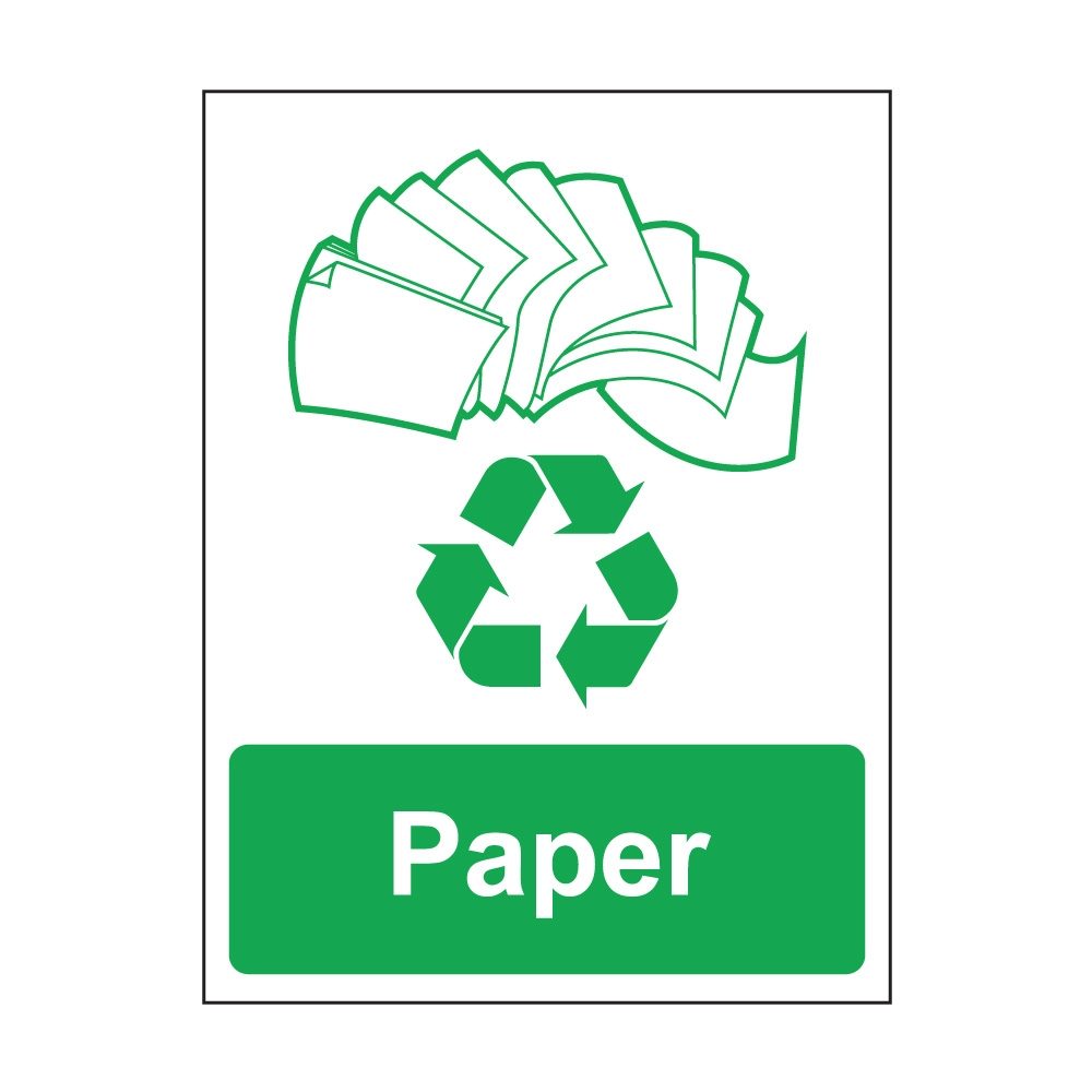 Paper Waste Sign - 100mm x 75mm - Self Adhesive Vinyl