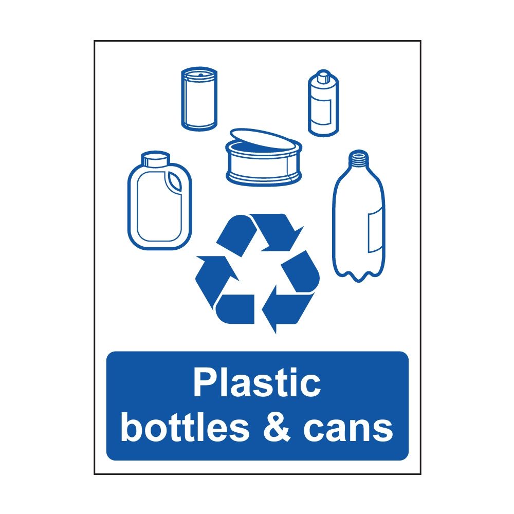 Bottles and Cans Sign - 100mm x 75mm - Self Adhesive Vinyl
