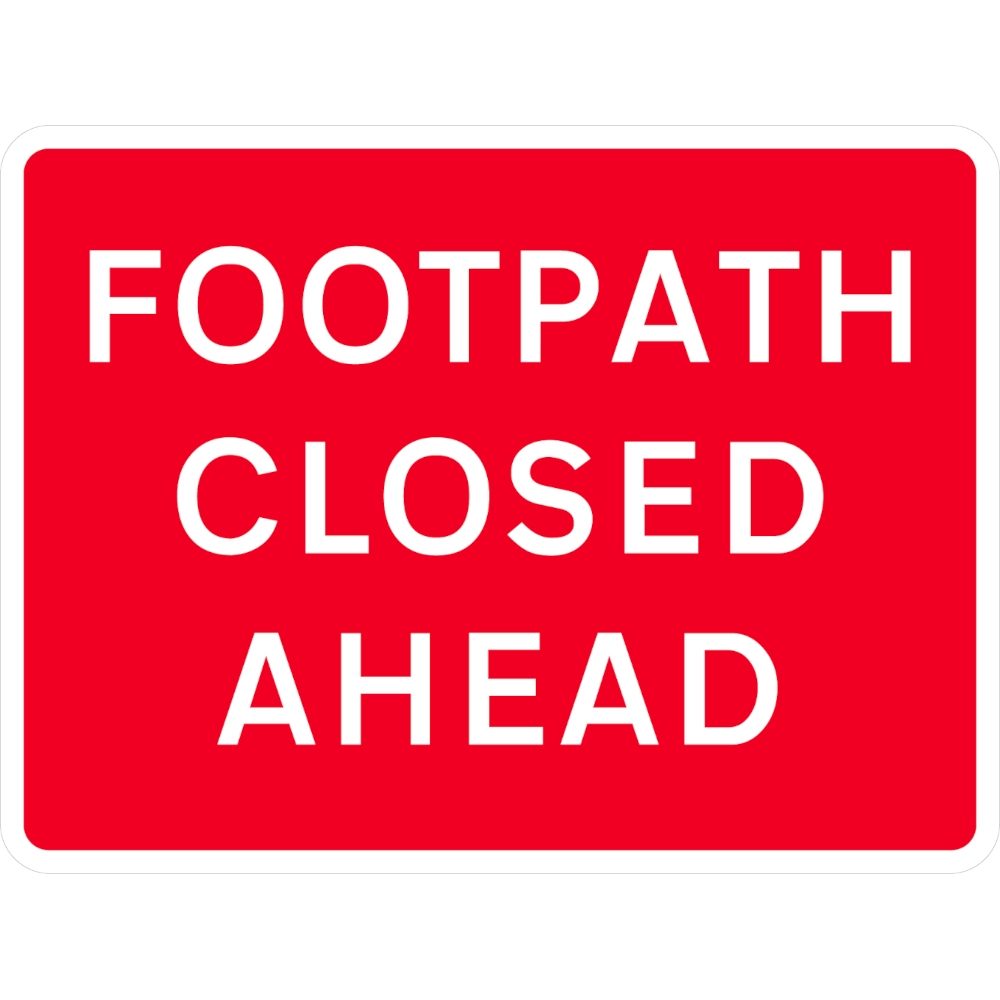 600 x 450mm Footpath Closed Ahead - Black Plastic Sign