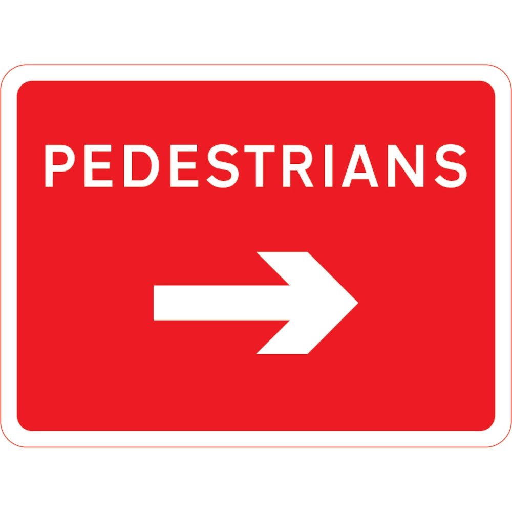 600 x 450mm Pedestrians Right - Black Plastic Sign