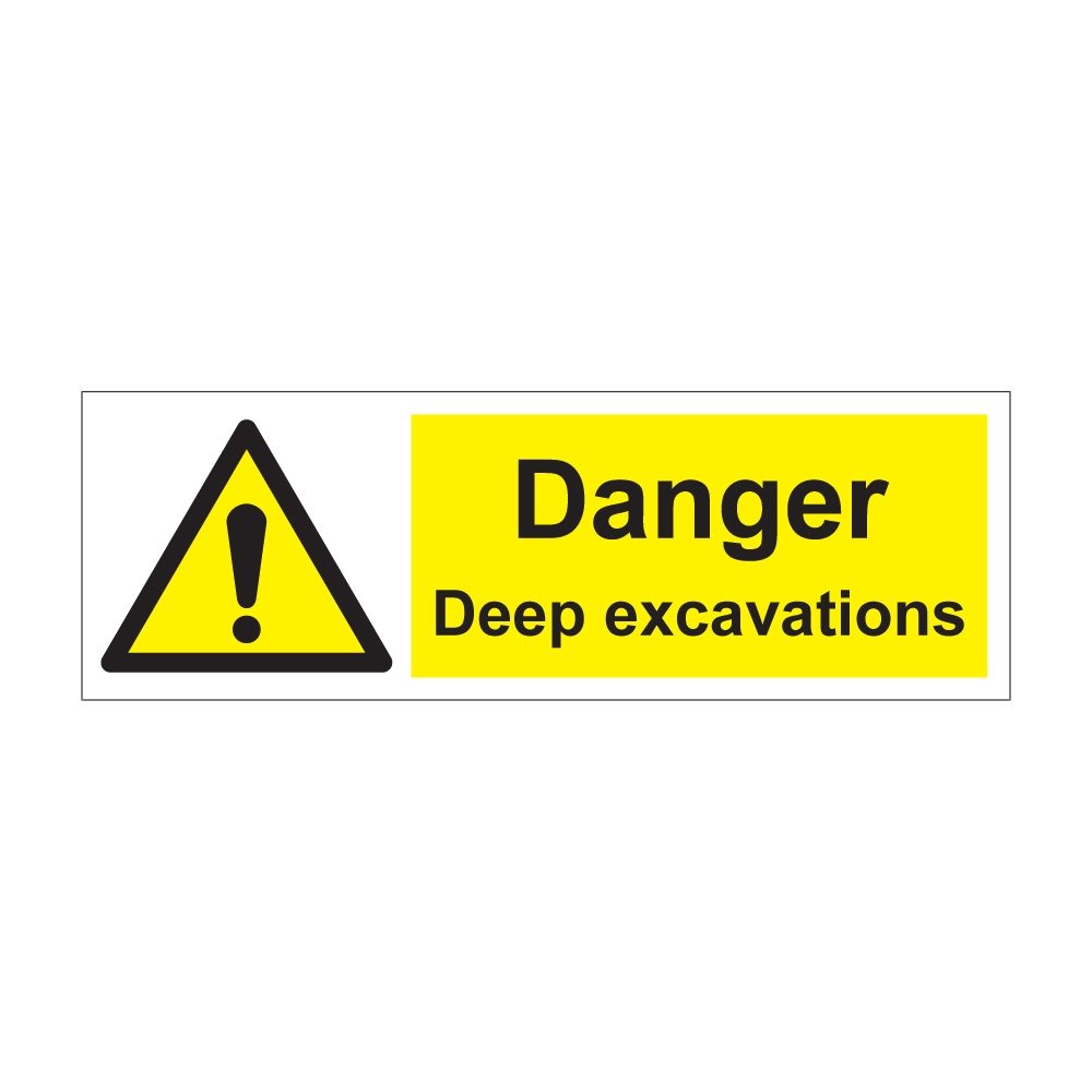 Danger Deep Excavations Sign - 300mm x 100mm - Self Adhesive Vinyl