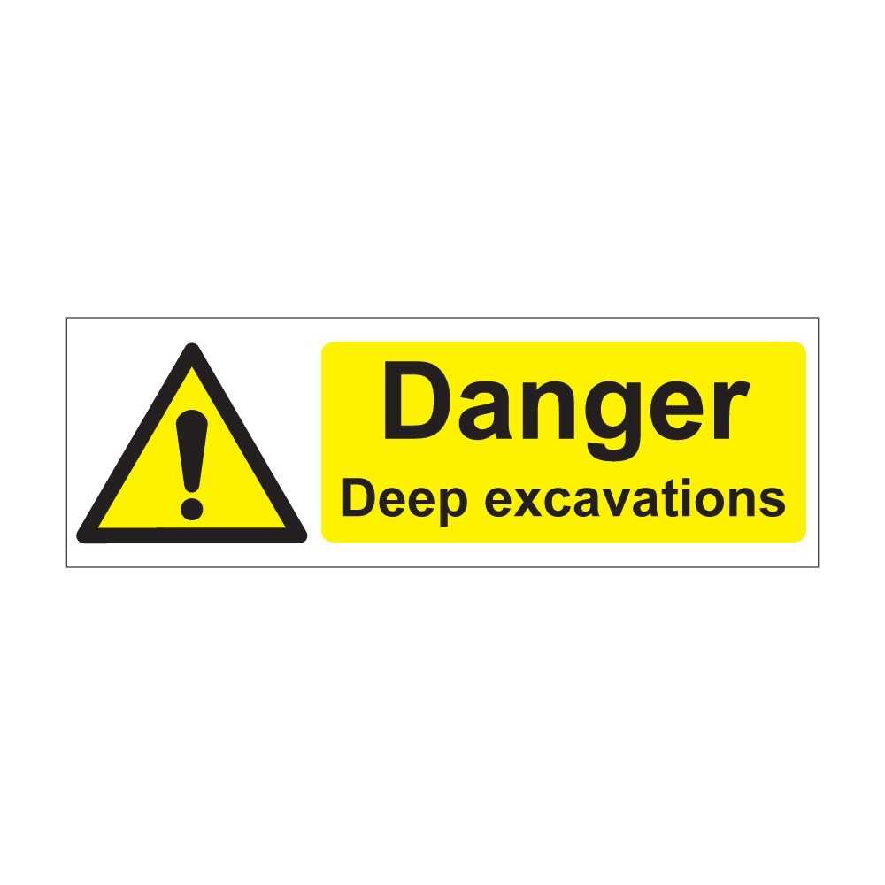 Danger Deep Excavations Sign - 450mm x 600mm - 1mm Rigid Plastic