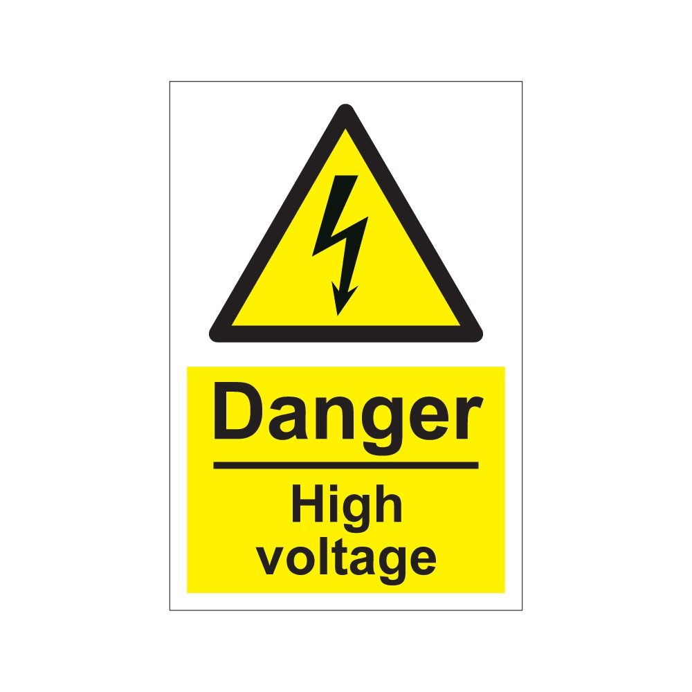 Danger High Voltage Sign - 200mm x 300mm - 1mm Rigid Plastic
