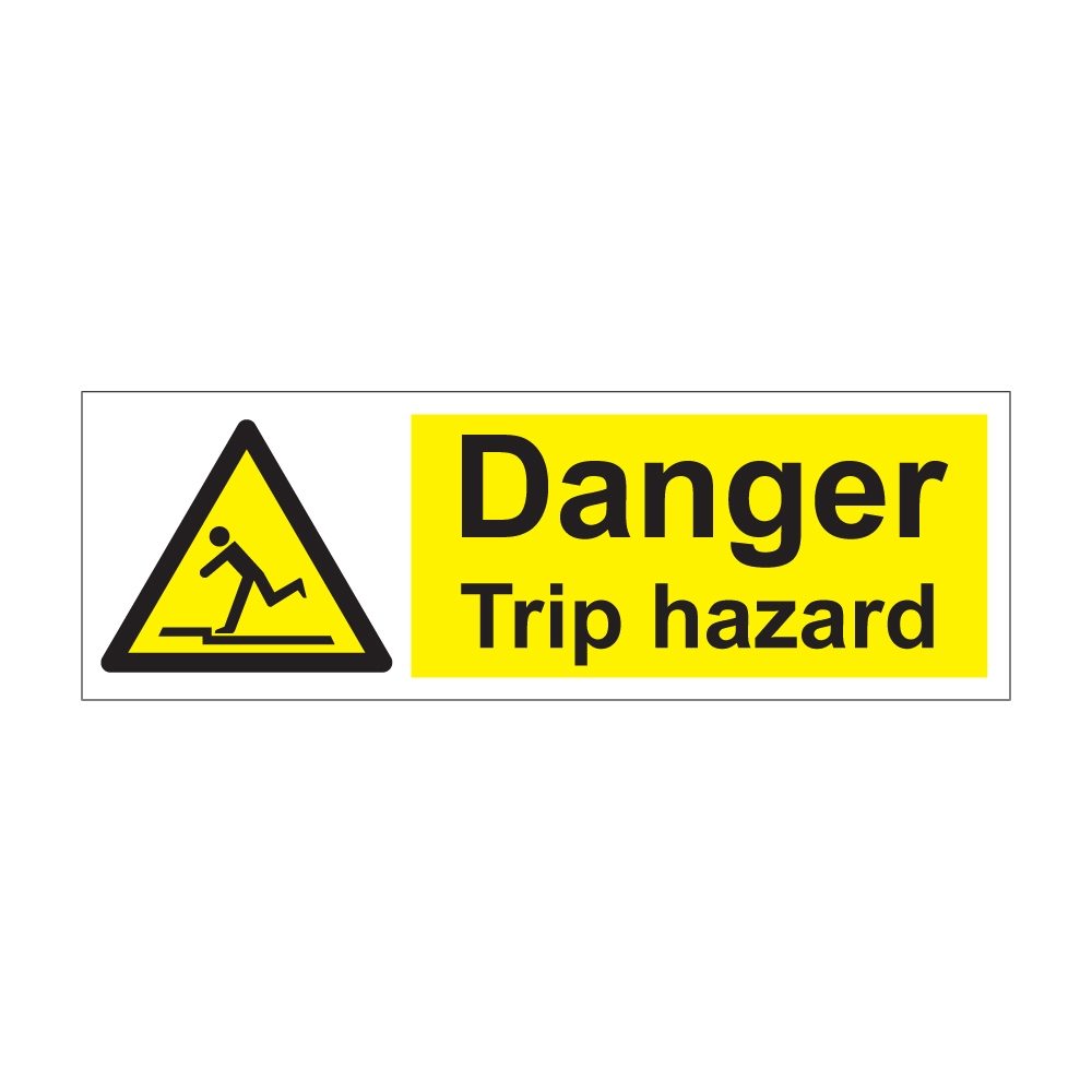 Danger Trip Hazard Sign - 300mm x 100mm - Self Adhesive Vinyl