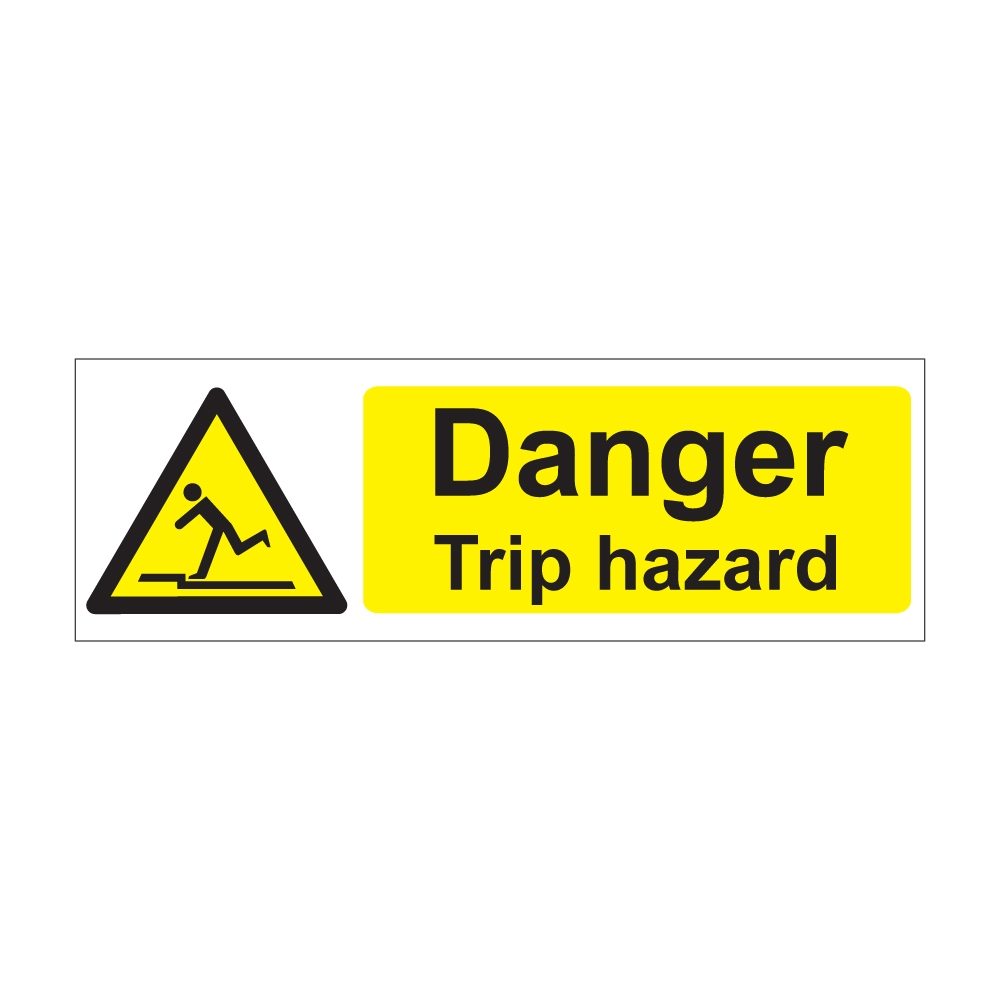 Danger Trip Hazard Sign - 600mm x 200mm - 1mm Rigid Plastic