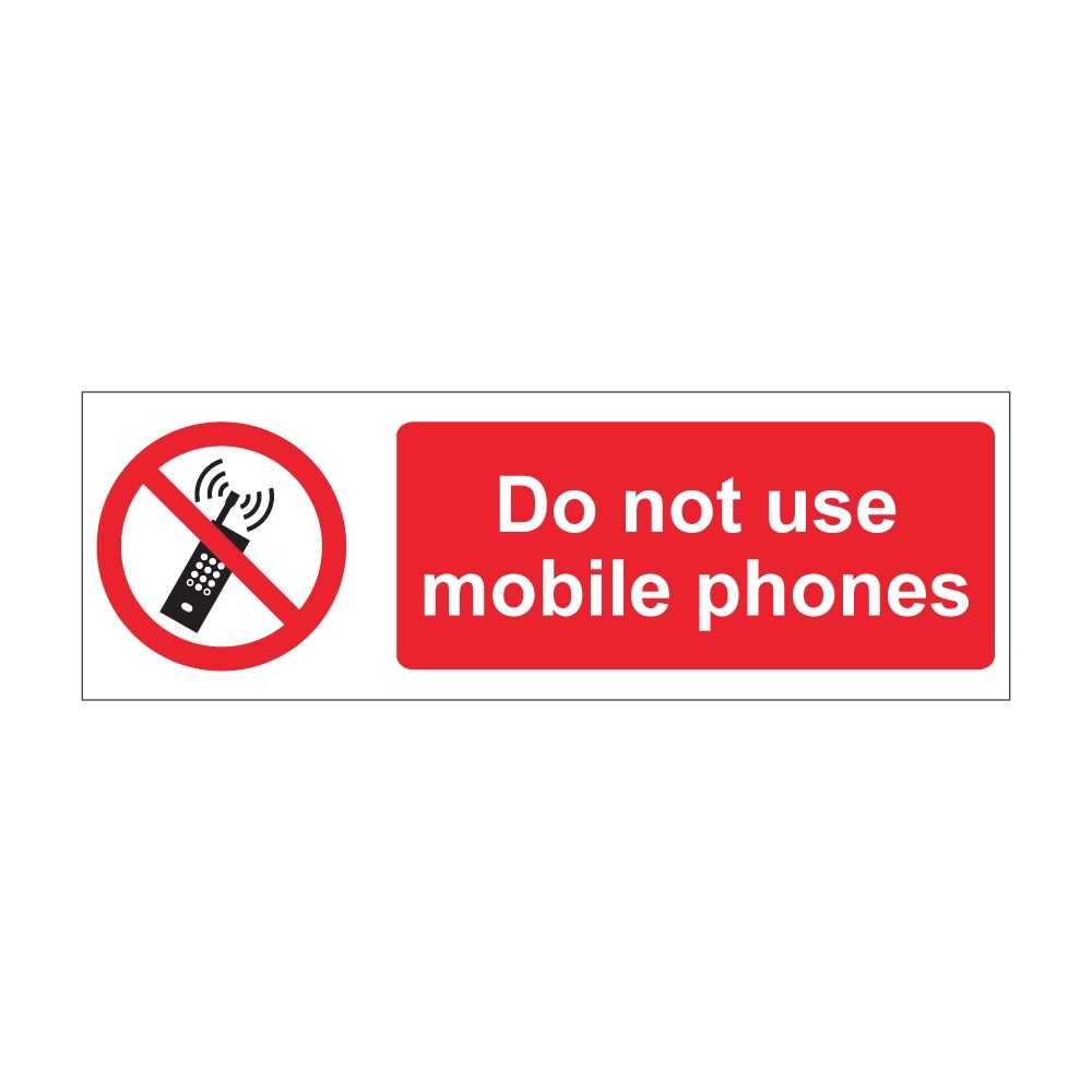 Do Not Use Mobile Phones Sign - 600mm x 200mm - 1mm Rigid Plastic