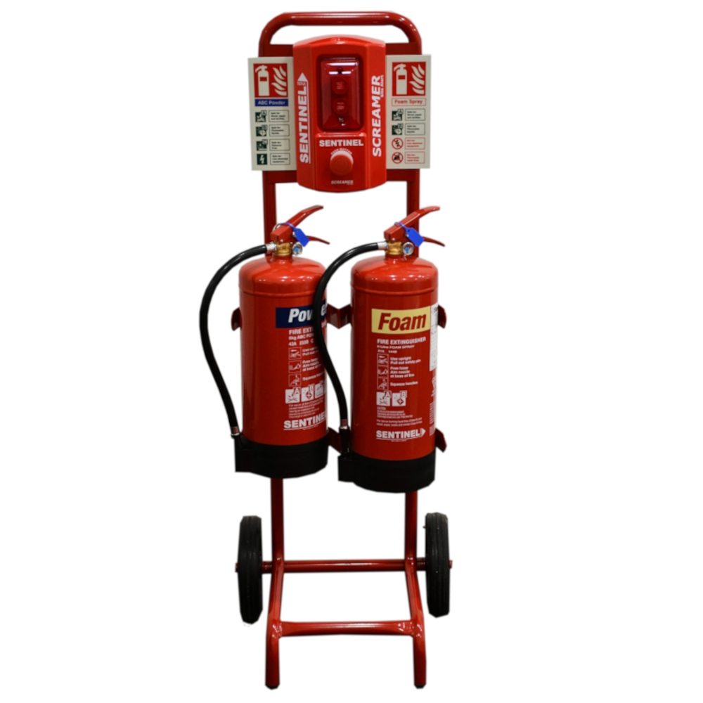 Double Fire Trolley - c/w Sitemaster Push Button Alarm Composite Board