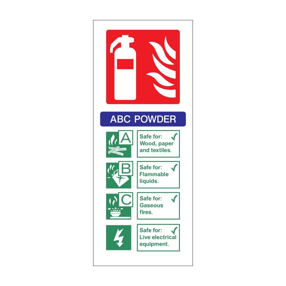 Dry Powder ABC Fire Extinguisher Sign - 82mm x 202mm