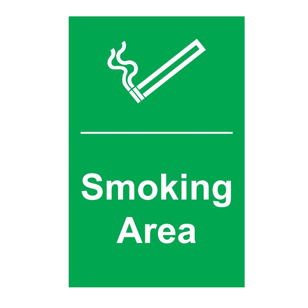 Smoking Area Sign - 200mm x 300mm x 1mm Rigid Plastic