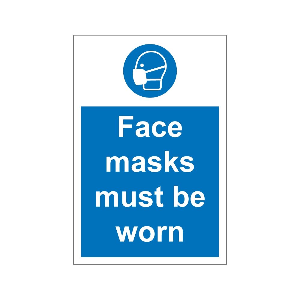 Face Masks Must Be Worn Sign - 200mm x 300mm - 1mm Rigid Plastic