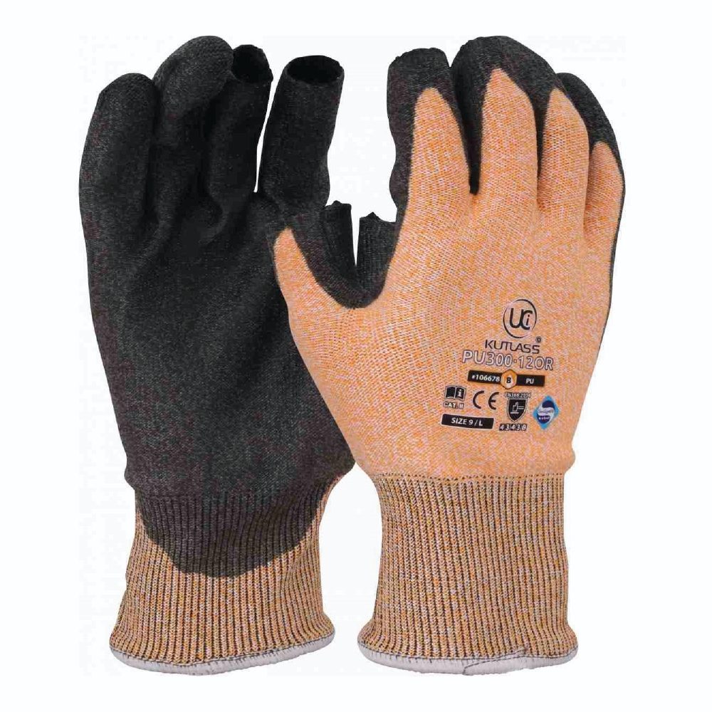 Fingerless Orange Cut Level B - PU 3 Digit Glove