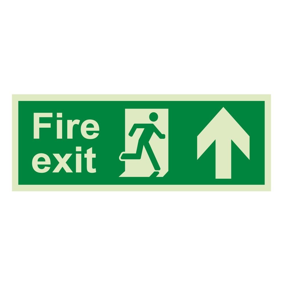 Fire Exit Arrow Up Sign - 450mm x 150mm - 1mm Rigid Plastic
