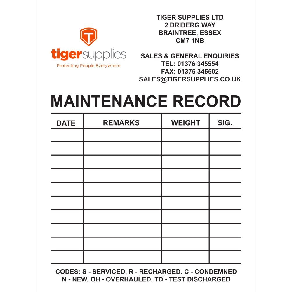 Fire Extinguisher Maintenance Sticker - 60mm x 80mm