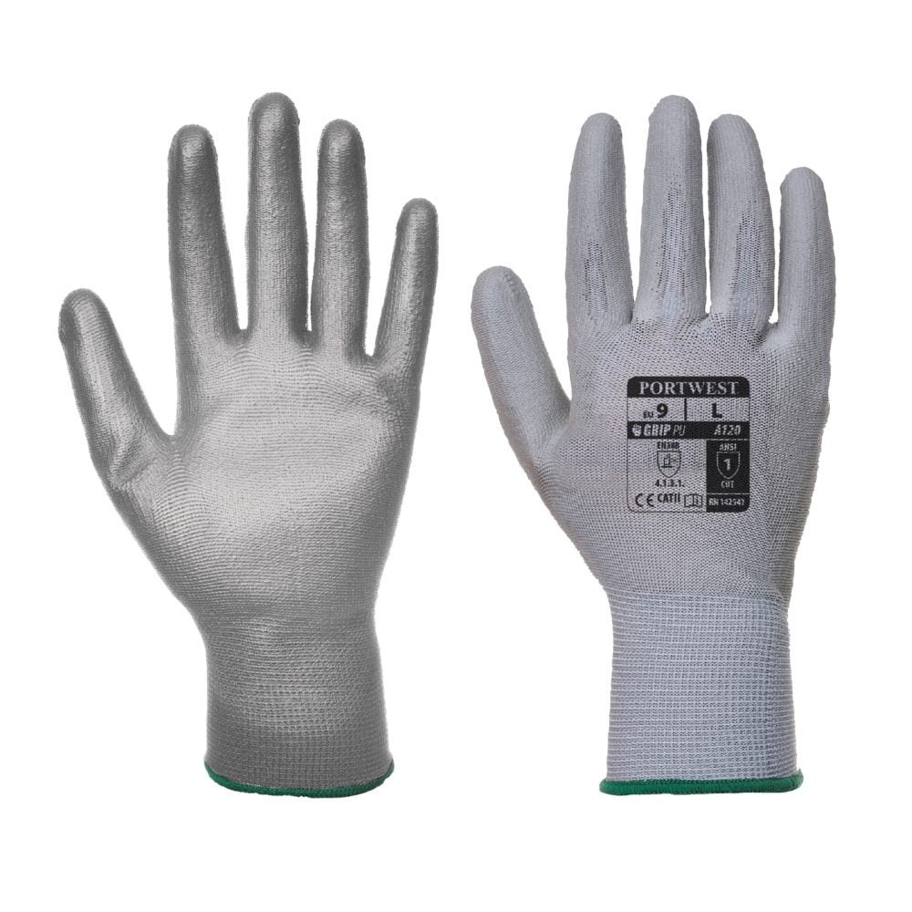 Grey PU Palm Coated Glove