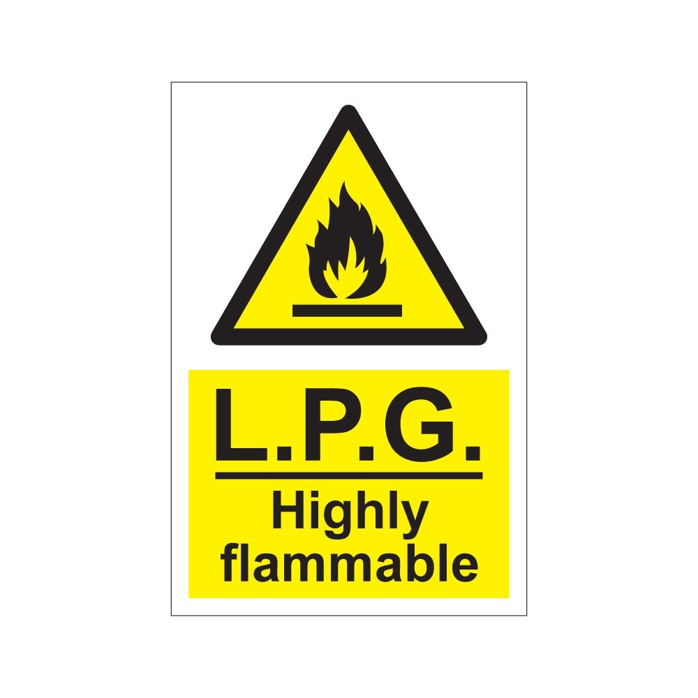 L.P.G. Highly Flammable Sign - 200mm x 300mm - 1mm Rigid Plastic