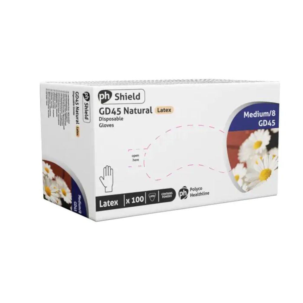 Latex Powdered Disposable Gloves - Box of 100
