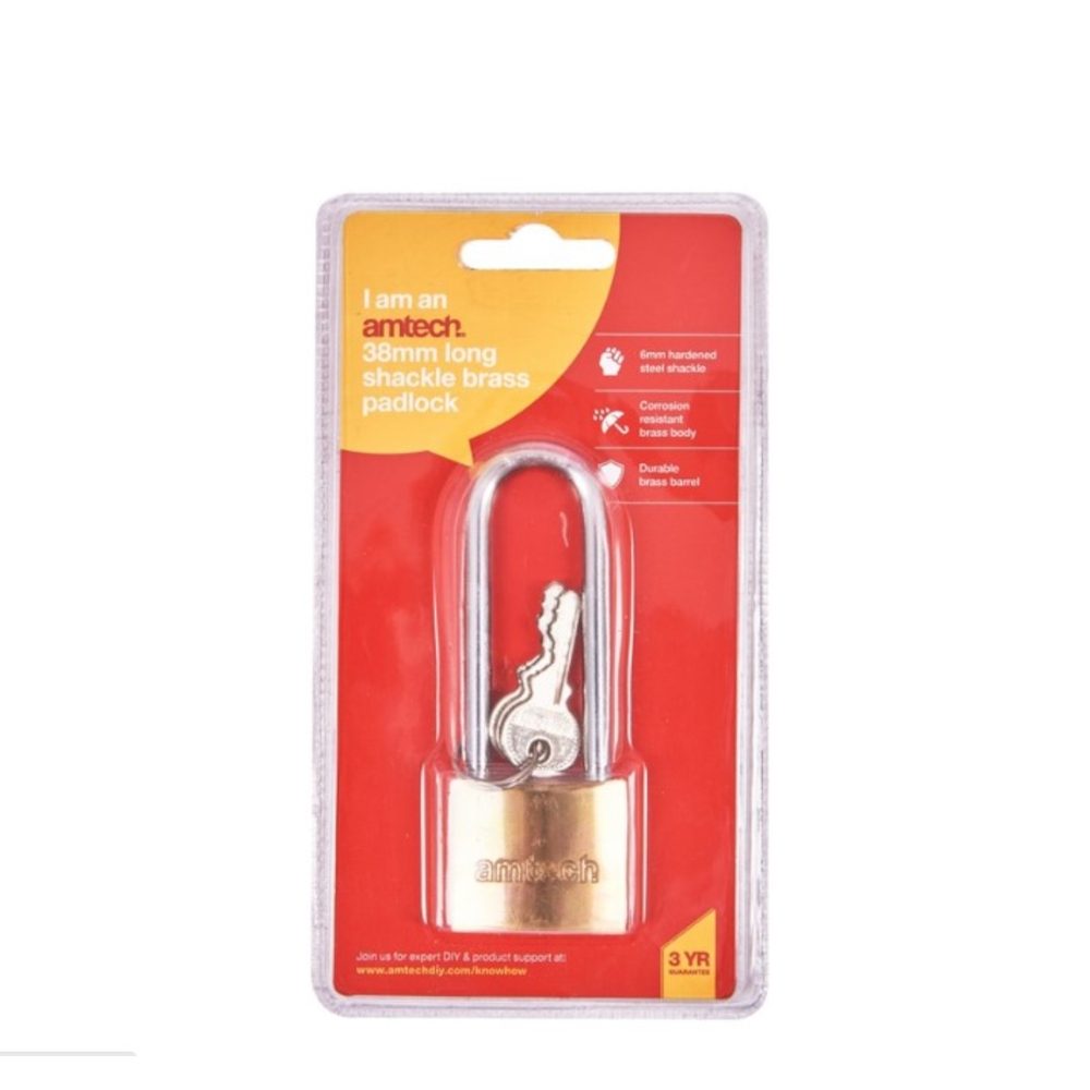 Long Shackle Brass Padlock - 40mm