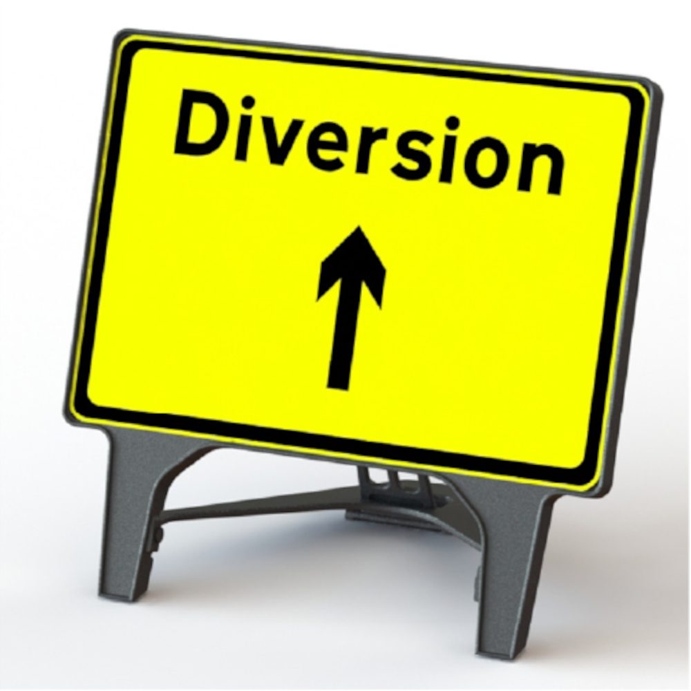 Melba Q-Sign - Diversion Ahead - 1050 x 750mm