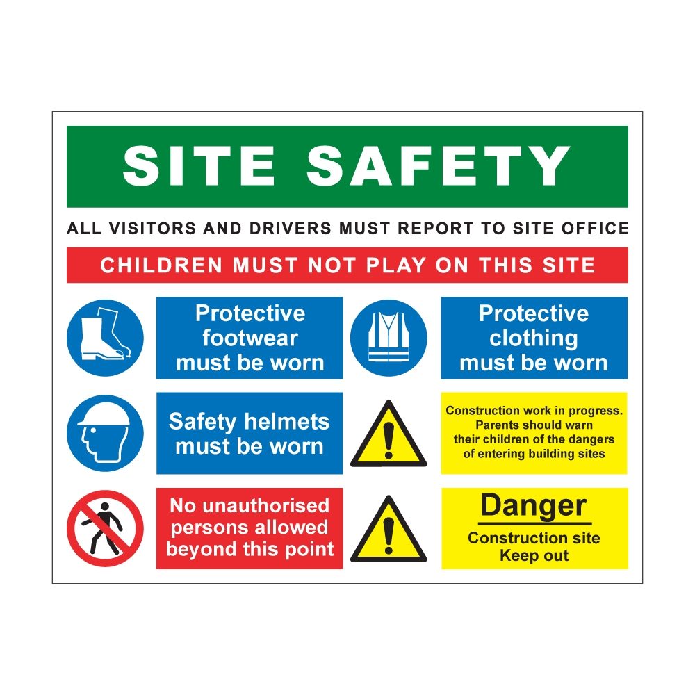 Multi Purpose Rigid Plasticose Site Safety Board - 1000mm x 800mm - 5mm Foamex