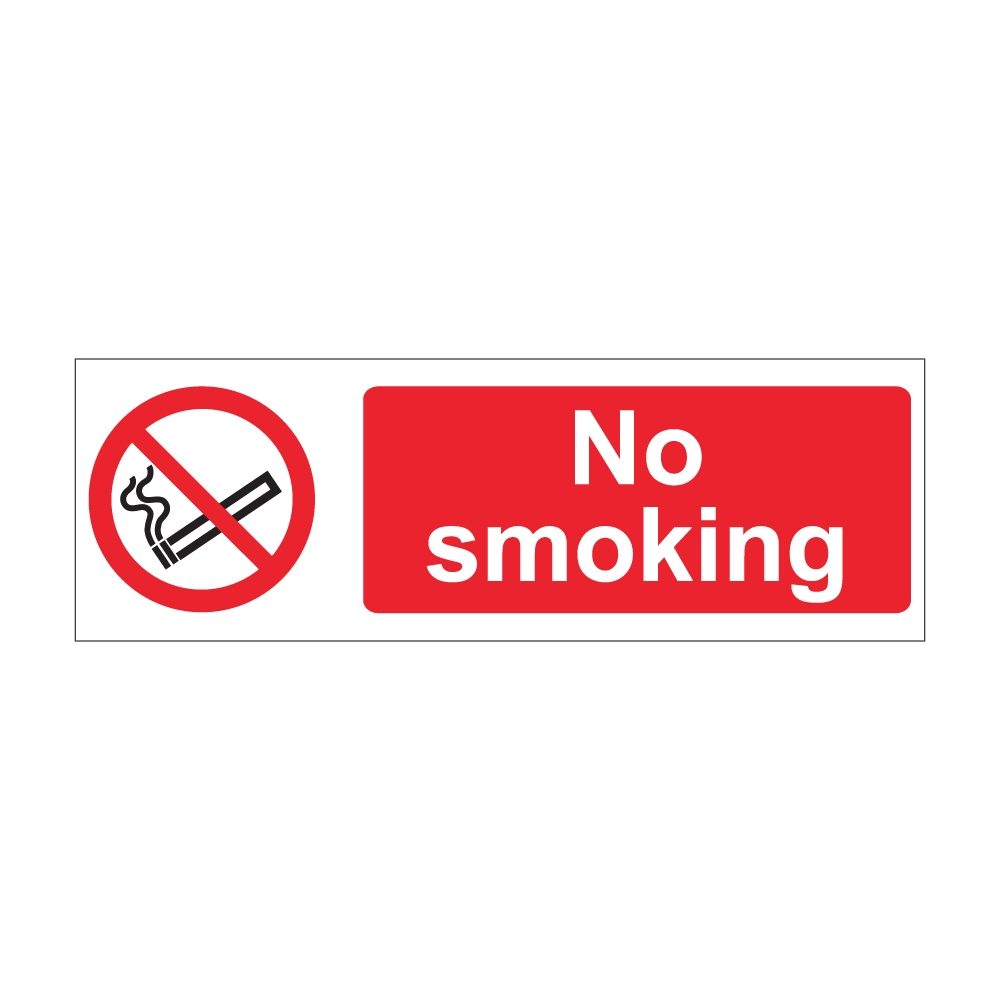 No Smoking Sign - 600mm x 200mm - 1mm Rigid Plastic