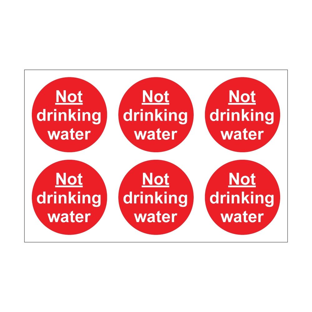 Not Drinking Water - 100mm Dia Self Adhesive Vinyl Sticker - Pack of 30