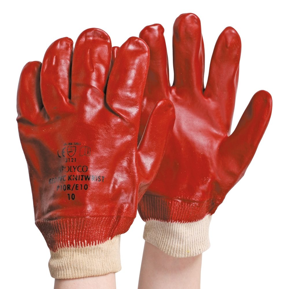 Scudo PVC Knitwrist Glove - Red