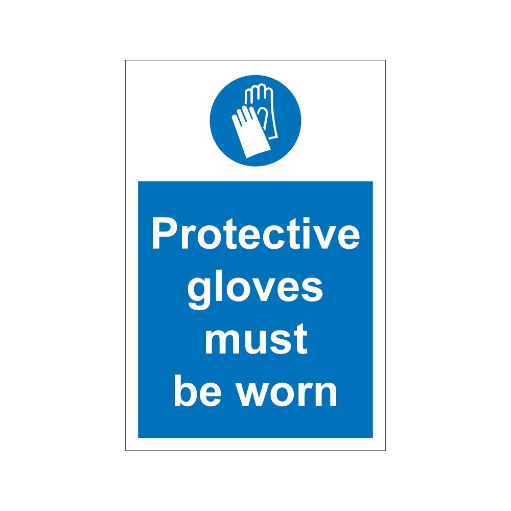 Protective Gloves Must Be Worn Sign - 200mm x 300mm - 1mm Rigid Plastic