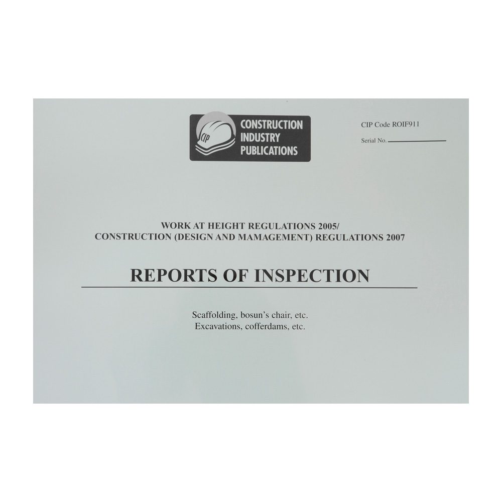 Reports of Inspection; Work at Height Regulations 2005 / Construction Regulations 2007 (ROIF911)