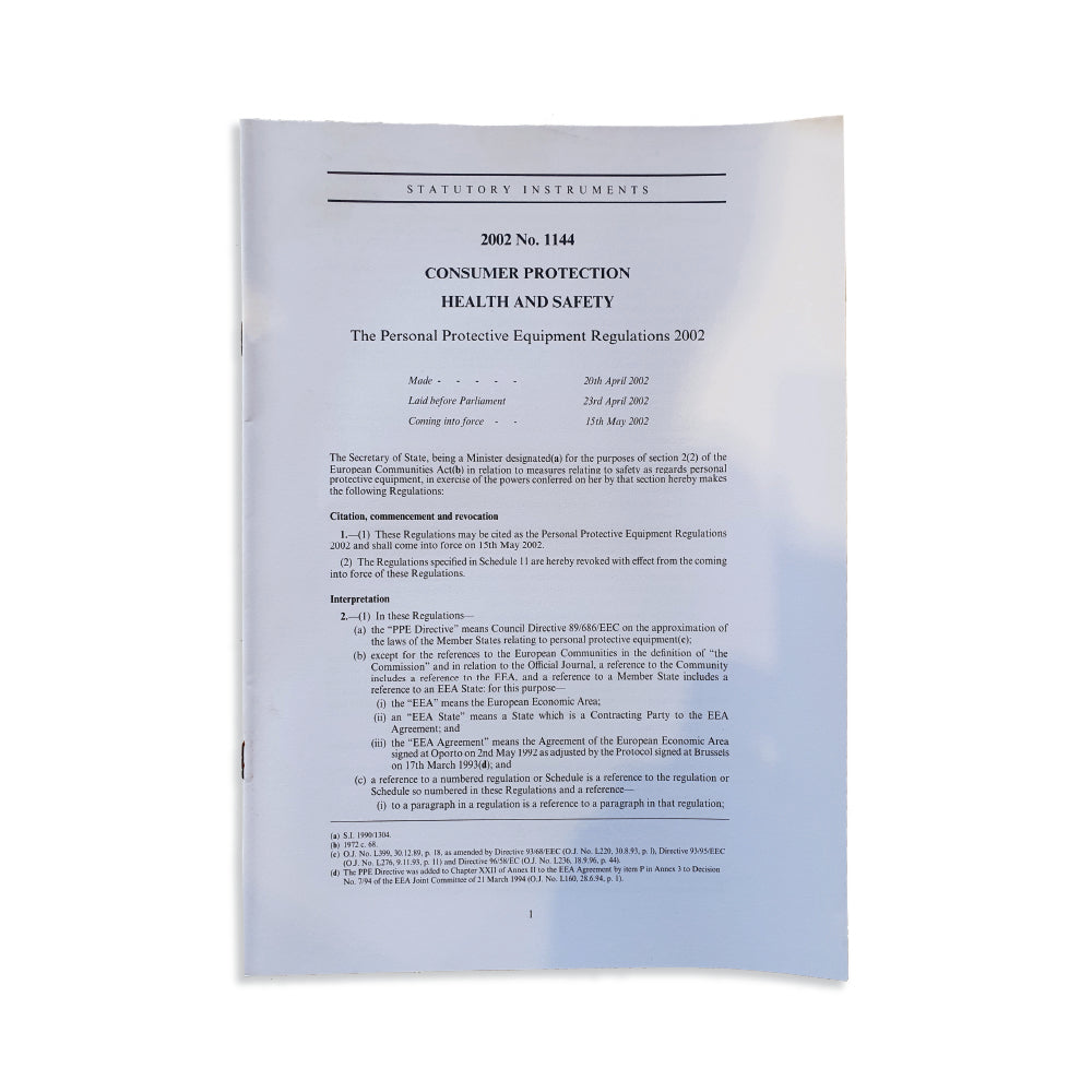 SI 2002 / 114 The Personal Protective Equipment Regulations 2002 Leaflet