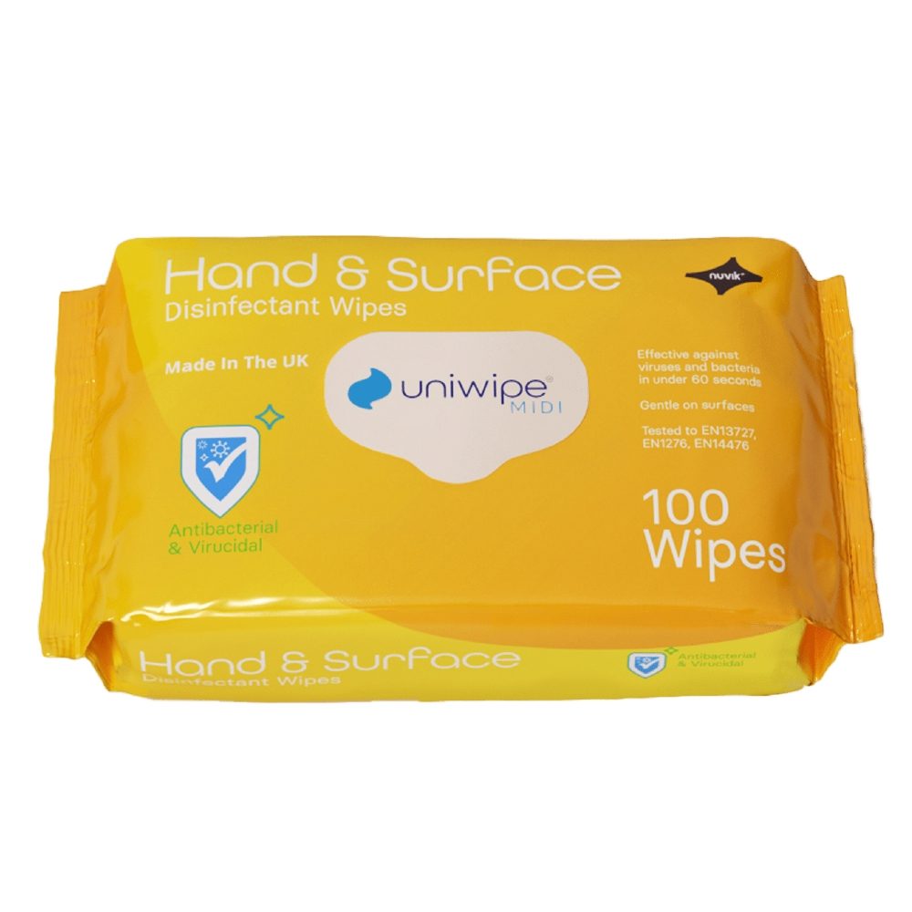 Uniwipe Hand & Surface Disinfectant Midi-Wipes - Pack of 100