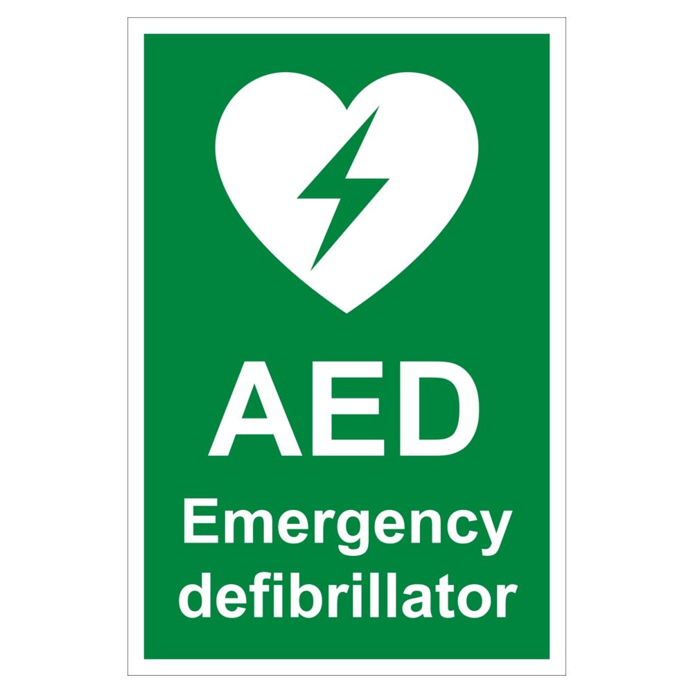 AED Emergency Defibrillator Sign - 200mm x 300mm - 1mm Rigid Plastic