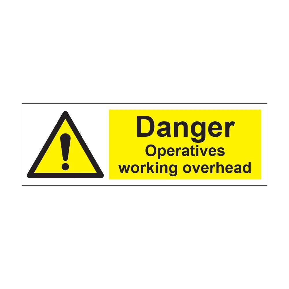 Danger Men/Operatives Working Overhead Sign - 300mm x 100mm - Self Adhesive Vinyl