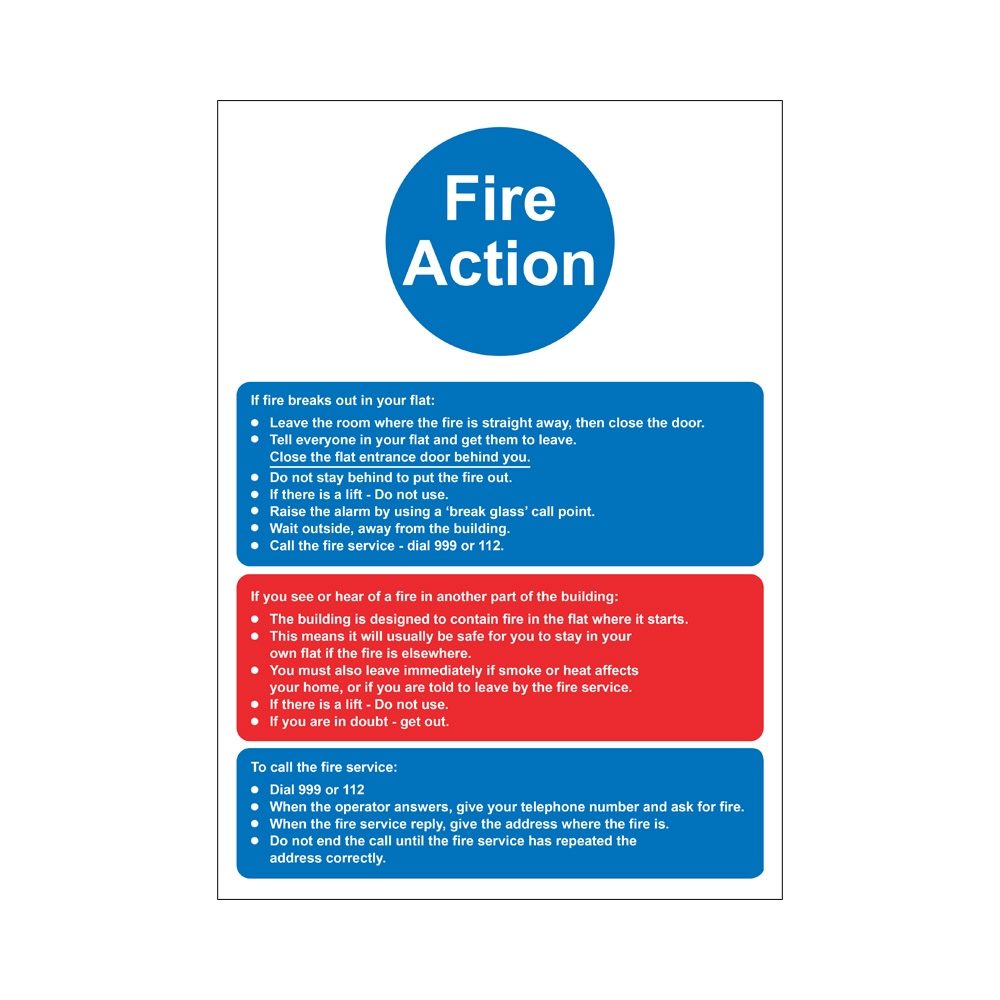 Fire Action Sign - 210mm x 297mm - 10mm Foamex