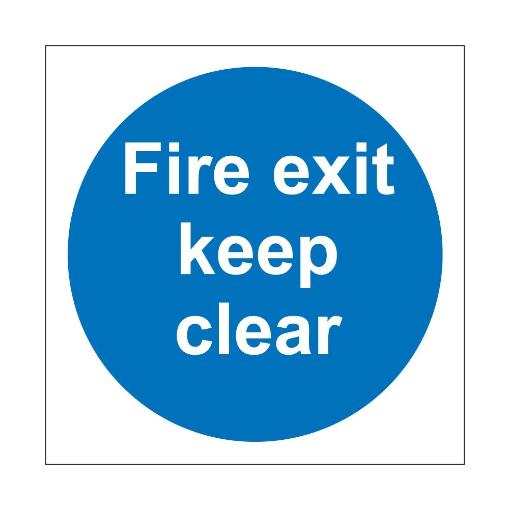 Fire Exit Keep Clear Sign - 100mm x 100mm