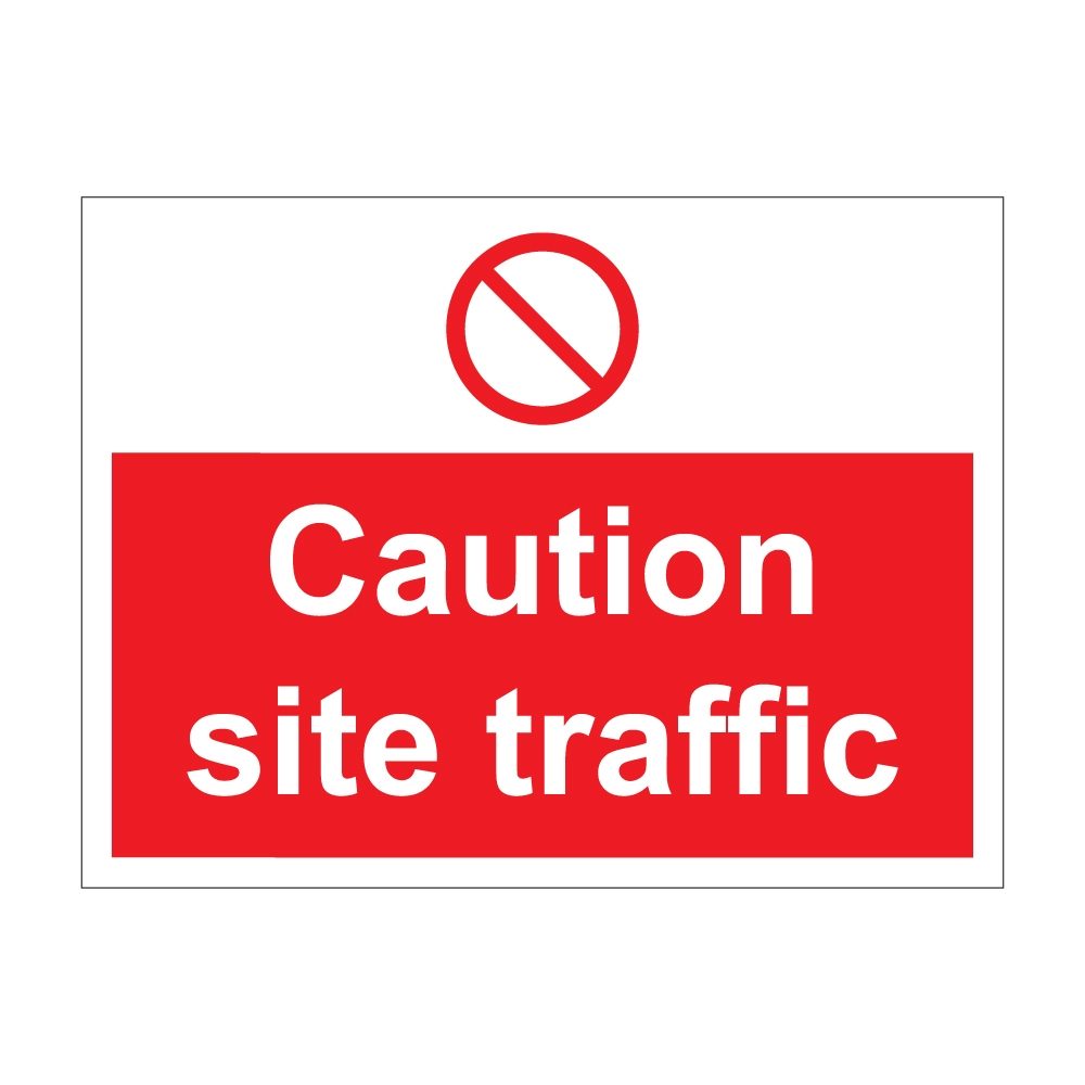 Caution Site Traffic Sign - 600mm x 450mm - 1mm Rigid Plastic