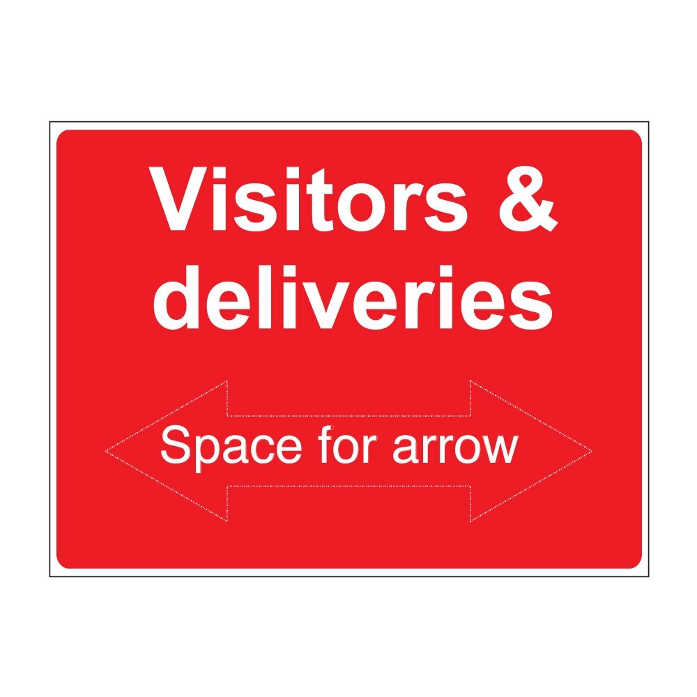 Visitors & Deliveries Sign - 600mm x 450mm - 1mm Rigid Plastic